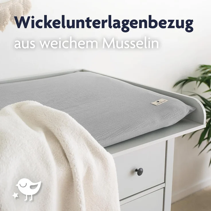 Julius Zöllner Überzug Wickelauflage Musselin grau 75/75 cm – Bild 2