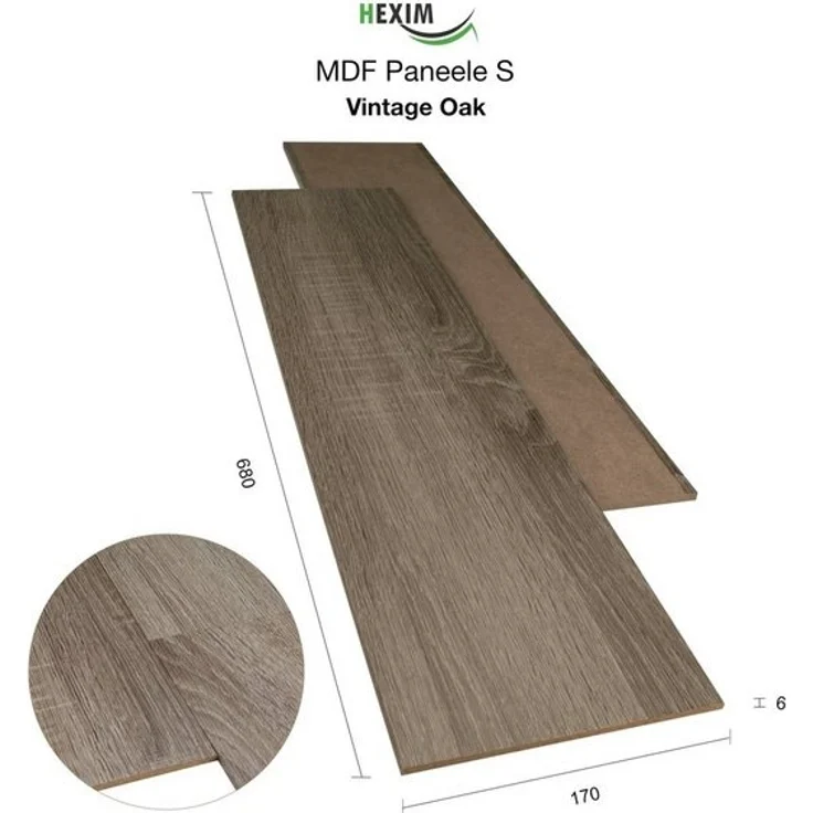 Hexim Wanddekoobjekt Vintage Oak (Paneele aus MDF - Wandpaneele Wandverkleidung Holzpaneele Natur Wand Holzoptik Innen Holzverkleidung Verblender Dekorpaneele (2,08 m² Vintage Oak + Montagekleber HexPro P63) – Bild 4
