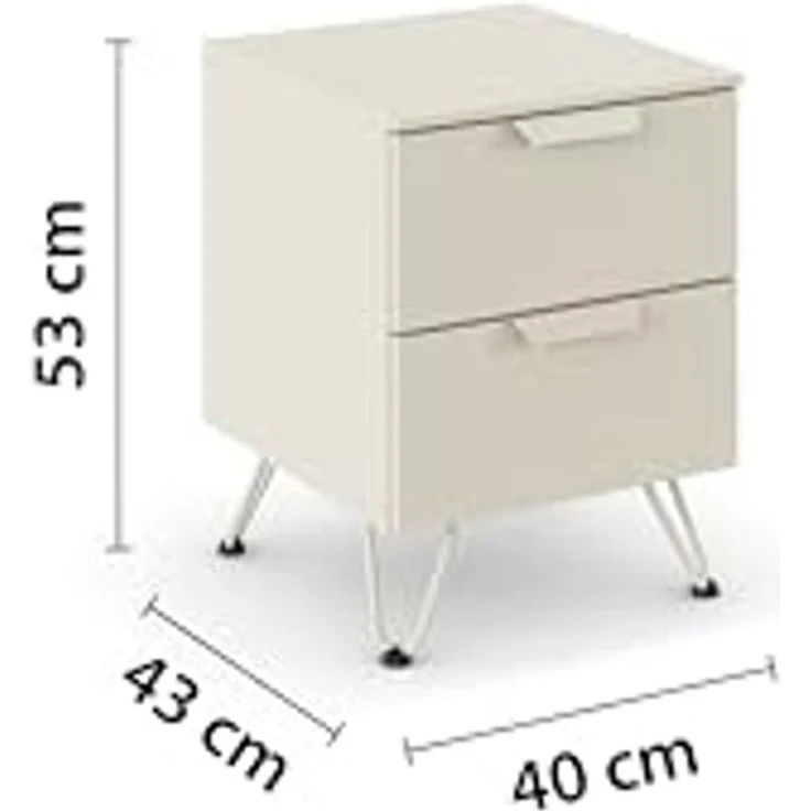 rauch Aditio Box, Nachttisch, 2 Schubladen, mit Hairpin-Fuß, mit Softclose-Funktion, Farbe Beige, BxHxT 40x53x43cm – Bild 3