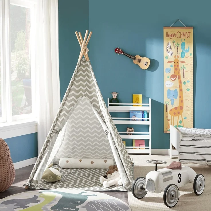 SoBuy Tipi mit Tür und Fenster grau – Bild 2