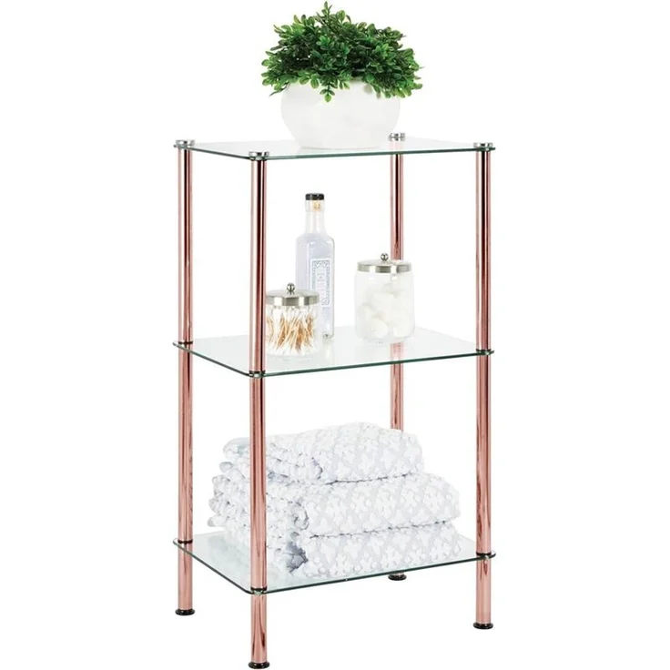 Glasregal Badorganizer elegante Duschablage 3 Ebenen mDesign rotgold/transparent – Bild 5