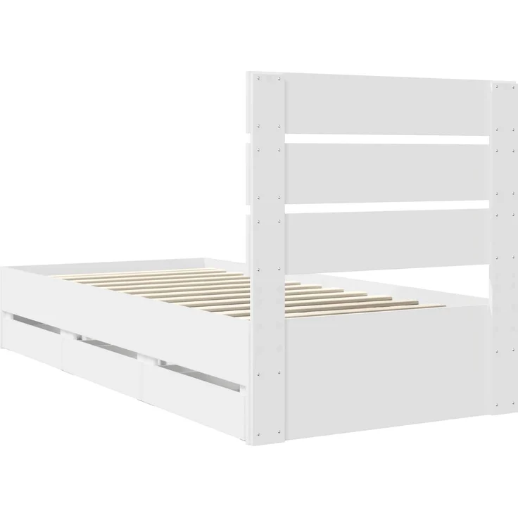 vidaXL Bettrahmen mit Schubladen Weiß 100 x 200 cm Ingenieurs Holz 3411853 – Bild 10