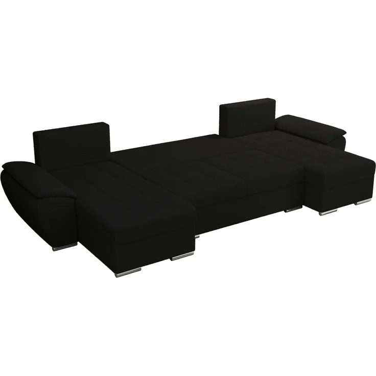 U-förmiges Ecksofa mit Schlaffunktion, genähter Sitz, zwei Armlehnen und losen Kissen - UMBRIA U - Schwarz Boucle – Bild 5