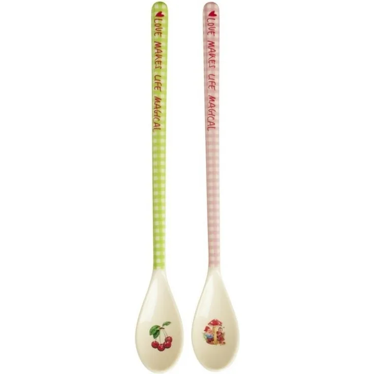 RICE A/S Latte-Macchiato-Löffel Rice Latte Melaminlöffel Löffel Love Therapy Print 2er Set