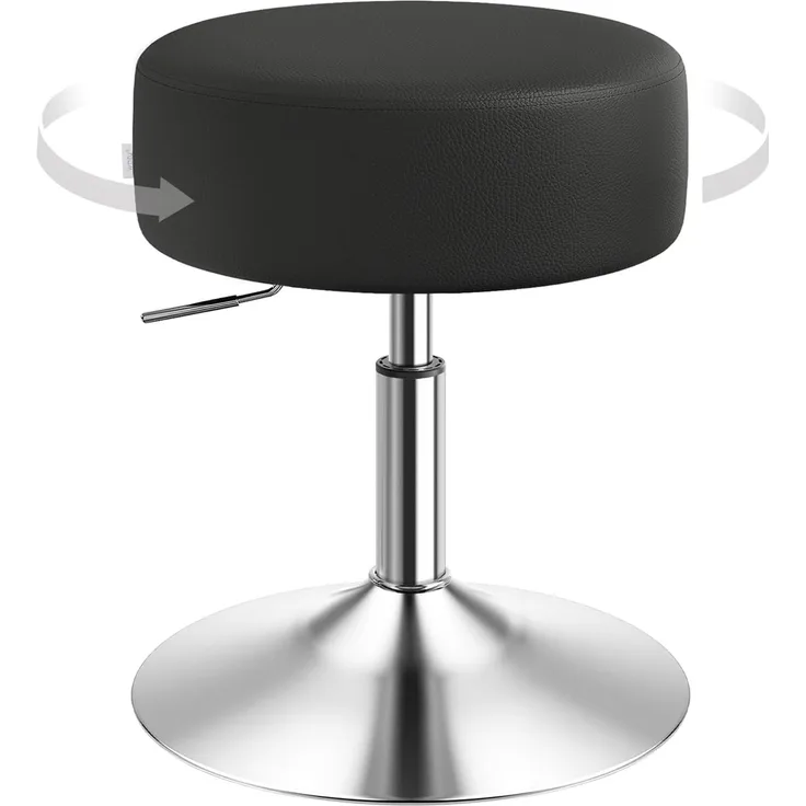 WOLTU BH14sz-1 Design Hocker mit Griff , stufenlose Höhenverstellung , verchromter Stahl , Antirutschgummi , pflegeleichter Kunstleder , gut gepolsterte Sitzfläche , schwarz