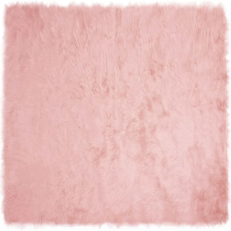 vidaXL Kunstschaffell Teppich Tafalla Rosa 120 x 120 cm Polyester 42021553