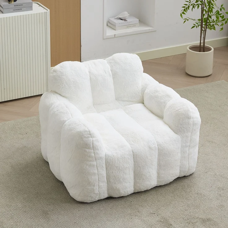 Abrihome Sitzsack ohne Montage für Erwachsene, Weiß, 90x105x75 cm – Bild 4