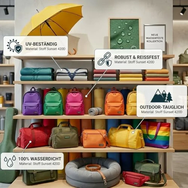 NOVELY® Sunset Oxford 420D - Polyesterstoff Extrem Reißfest Dicht | UV-beständig Waterproof | Polyester Garten Stoff 1 lfm Outdoor Meterware Wasserdicht Farbe: 40 Dunkelgrau Graphit DGP Dark Graphite – Bild 4