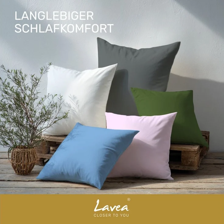 Lavea Kissenbezug 2er Set Kissenhülle Jersey, 100% Baumwolle, Kissenbezüge, (2 Stück), allergikerfreundlich - sicherer YKK-Reißverschluss - waschbar 60°C – Bild 2