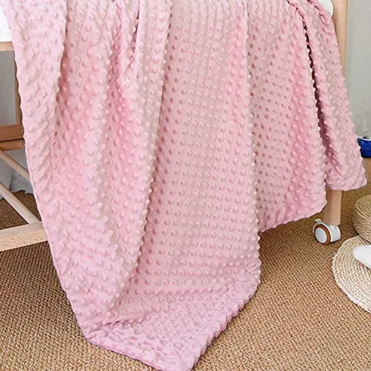 CREVENT Gemütlicher, weicher Fleece-Überwurf, warme Sherpa-Rückseite, Babydecke für Kleinkinder, Kinderbett, Kinderwagen, 75x100 cm, rosa Punkte – Bild 6