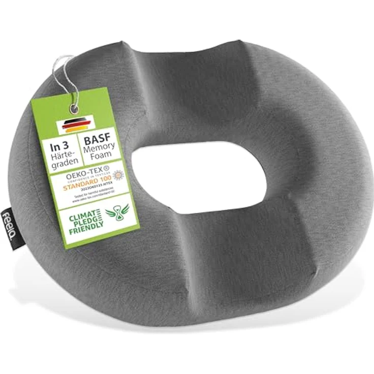 feela.® Orthopädischer Sitzring, Hämorrhoiden Sitzkissen mit Kühlgel-Kern, 3 Härtegrade, Medium, druckentlastend nach OP & Geburt – Bild 1