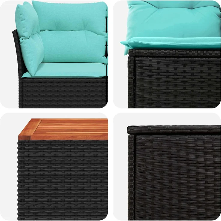 vidaXL Sofa Set 8 stk. Schwarz und Blau Polyrattan und Stahl 3448268 – Bild 8