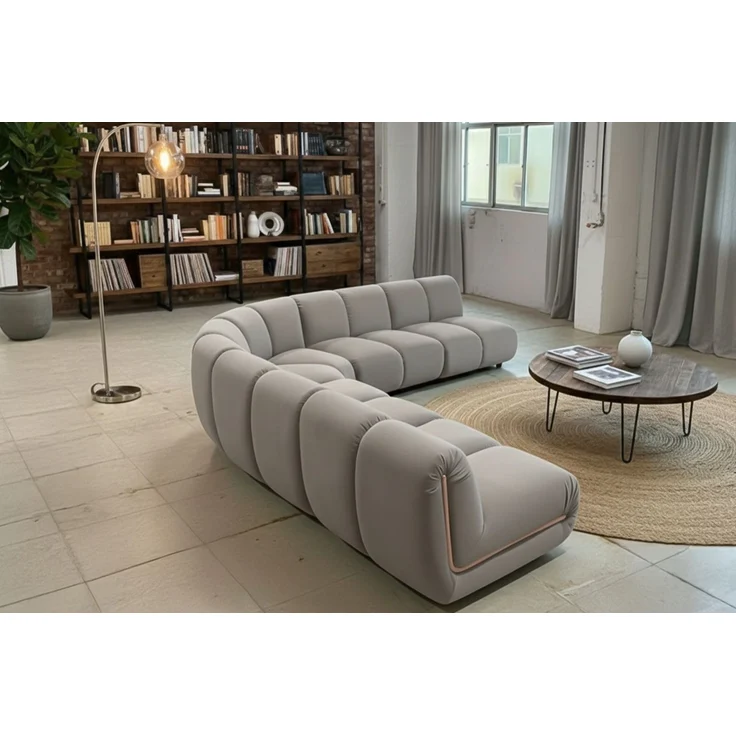 KAWOLA Modulsofa LAYLA Ecksofa 5 Module Velvet taupe 74 x 305 x 305 cm – Bild 4