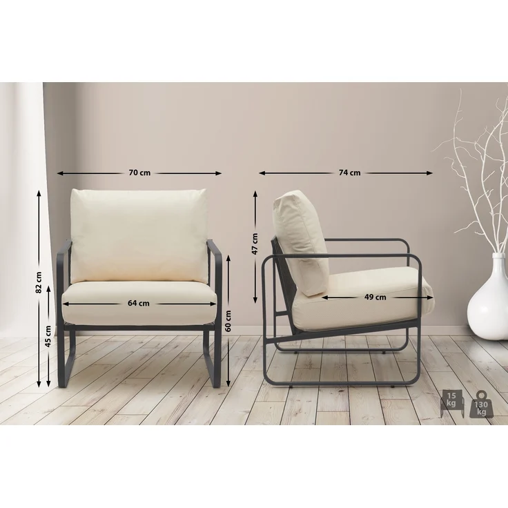 CLP Lounger Manea mit Metallgestell,creme Kunstleder – Bild 2