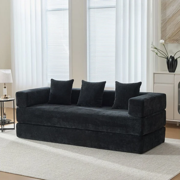 Odikalo 2-Sitzer Modulares Sofa Schlafsofa Schlafcouch Mehrfarbig, Modulares Chenille-Block-Sofa – superweich,frei kombinierbar Mit Seitentaschen für Stauraum und rutschfester Unterseite. Perfekt für Wohnzimmer, Spielbereich oder DIY – gestalten Sie Ih... – Bild 2