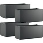 Kreher Pflanzkübel 'Ethica' aus Kunststoff, 80 x 36 x 36 cm, Strukturiert, Anthrazit (4 St)