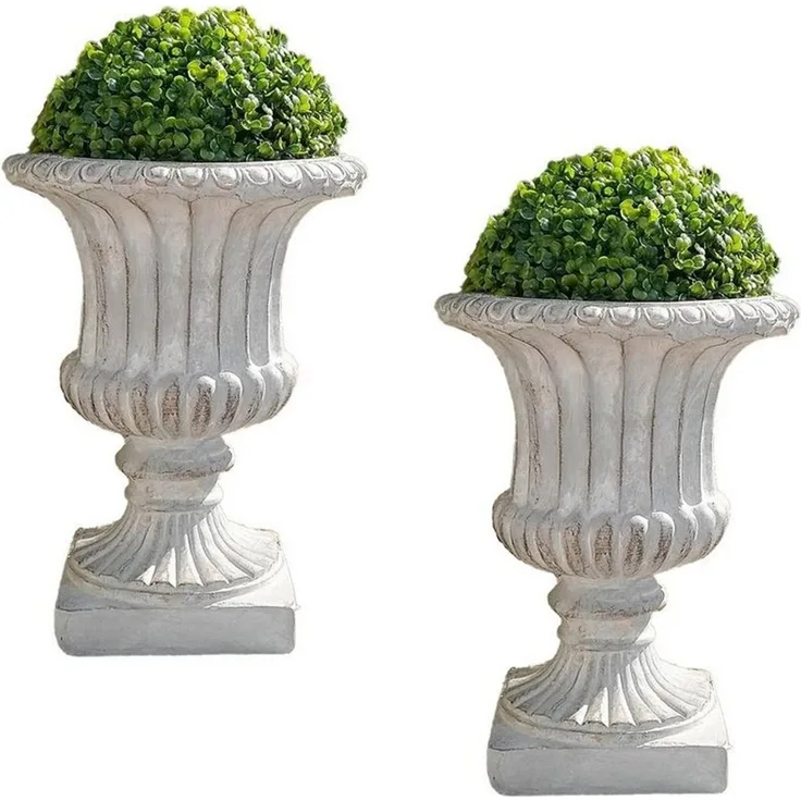 HTI-Line Pflanzkübel Pflanzkübel 2er-Set Athene mit Buchsbaumkugel (Set, 2 St, 2 Pflanzkübel Athene inkl. Buchsbaumkugel), Pflanzschale Gartendekoration