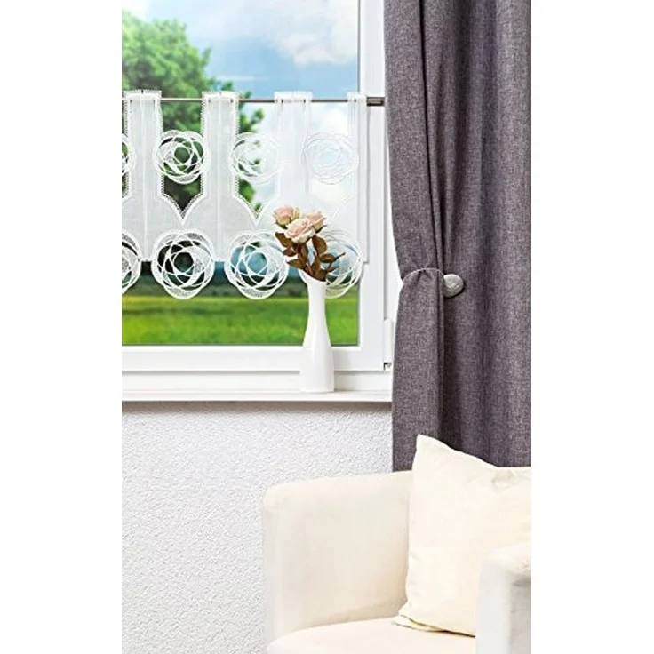 Scheibengardine Plauener Spitze - Circles (Bx H) 96cm * 42cm weiß – Bild 2