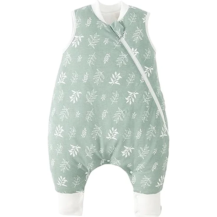 Duomiaomiao Baby Schlafsack, 1x Winterschlafsack, 2.5tog-grüne Blätter, 95cm / Babygröße 100-110cm, 100% Baumwolle – Bild 8