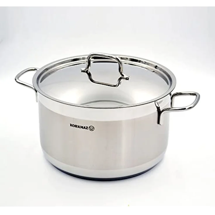 KORKMAZ Edelstahl 18/10 tiefer Topf mit Edelstahldeckel 28x18cm 11.0L KORKMAZ ALFA A1029 – Bild 2