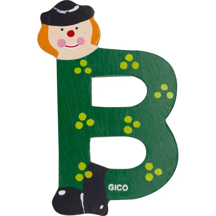 Holzbuchstaben Name Kinderzimmer groß Deko für die Tür, lustige Clowns, A-Z, Höhe ca. 9 cm, Holz Buchstabe 7361 (B)
