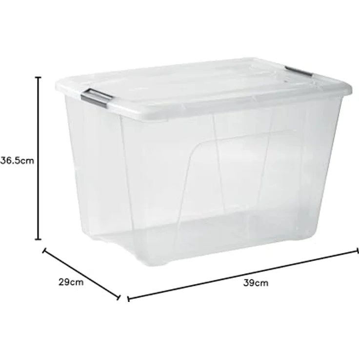 Iris Ohyama Aufbewahrungsboxen mit Deckel, 60L, 4er-Set, Silber, Sicherer Verschluss, Stapelbar, Griffe, für Schlafzimmer, Schrank, Büro, Organisation, BPA-freies Plastik, Ordnungsboxen, NTB-60 – Bild 8