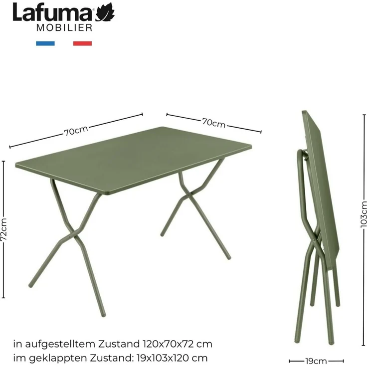 Lafuma Gartentisch Balkon Tisch BALCONY 120x70 moss grün – Bild 2