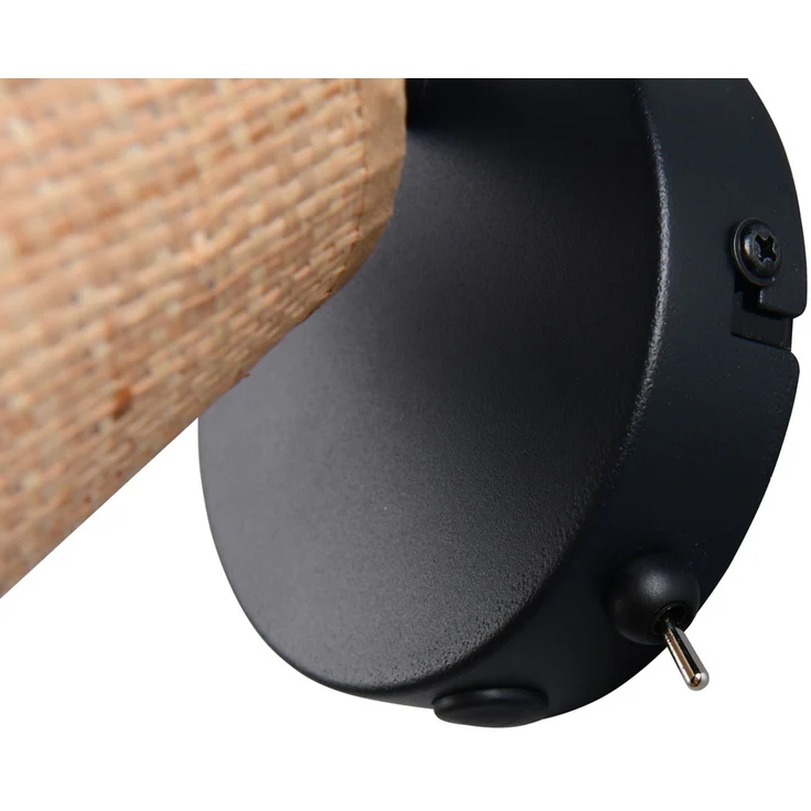Wandstrahler AIMEE mit Schalter & Bast Lampenschirm, Breite 13cm – Bild 6