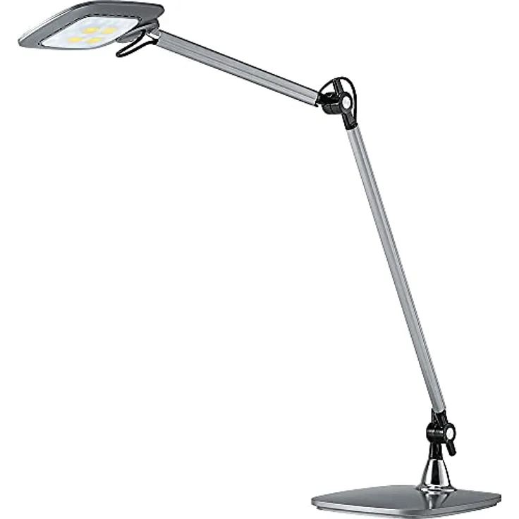 Hansa LED E-Motion, LED Schreibtischlampe silber, 9 W, drehbar, 3 Farbtemperaturen, dimmbar mit Sensorschalter