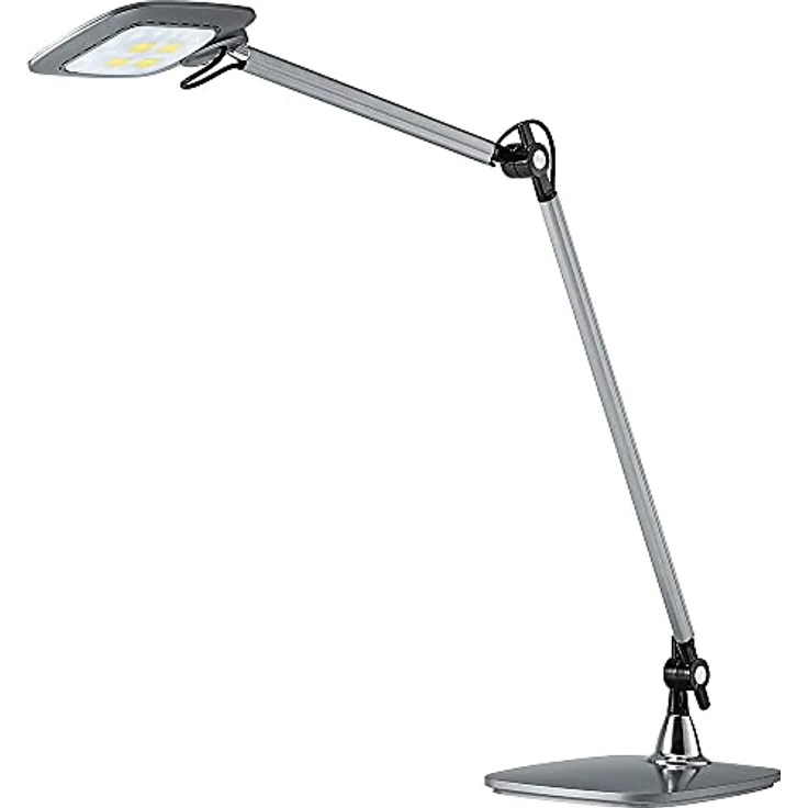 Hansa LED E-Motion, LED Schreibtischlampe silber, 9 W, drehbar, 3 Farbtemperaturen, dimmbar mit Sensorschalter – Bild 1
