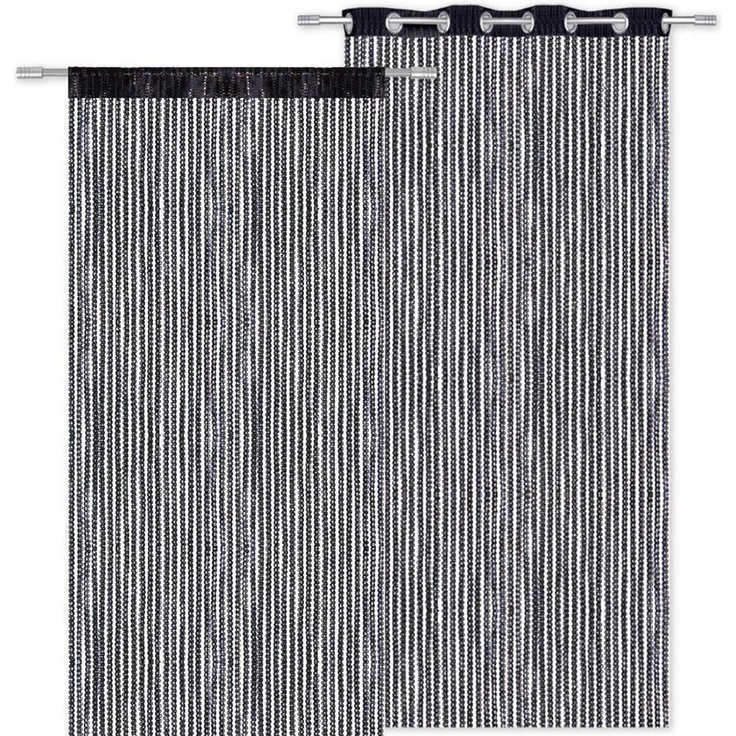 Arsvita Fadenvorhang Metallik-Optik mit Stangendurchzug, Türvorhang 140x250cm (Schwarz) – Bild 3
