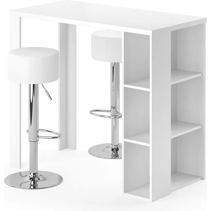 Bartisch-Set Noel Weiß 120 x 60 cm mit 2 Barhockern Vicco
