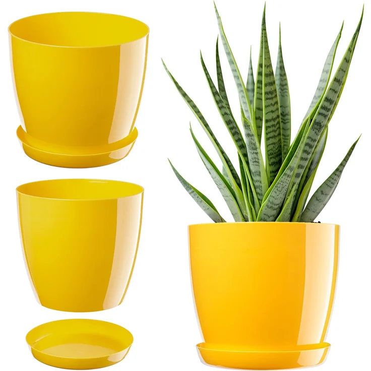 KADAX Blumentopf mit Ständer, Kunststoffabdeckung, Blumentopf 20 cm, Gelb für Blumen – Bild 1