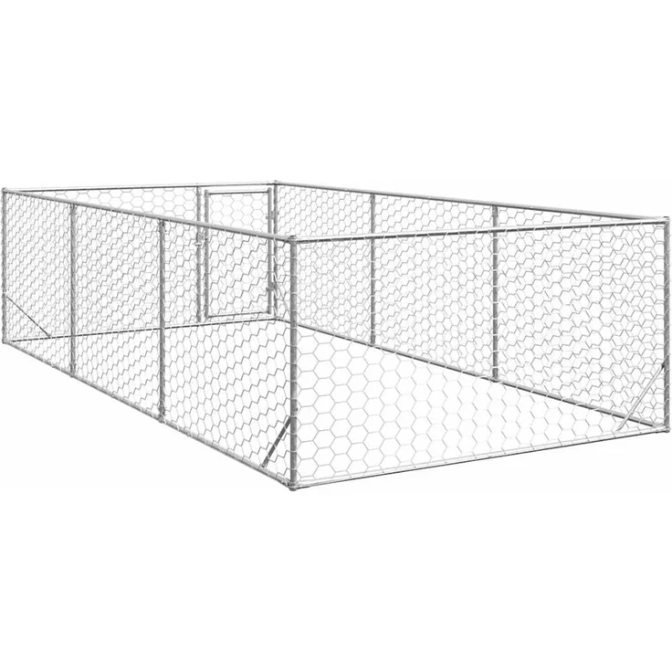 vidaXL Outdoor-Hundezwinger mit Tür 2 x 4 x 1 m Verzinkter Stahl 4105412 – Bild 5