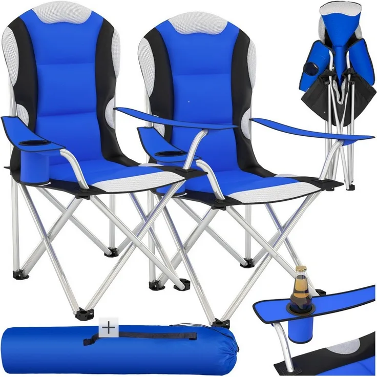 tectake Campingstuhl 2er Set Campingstuhl (2er Set, 2 St), faltbar, gepolstert