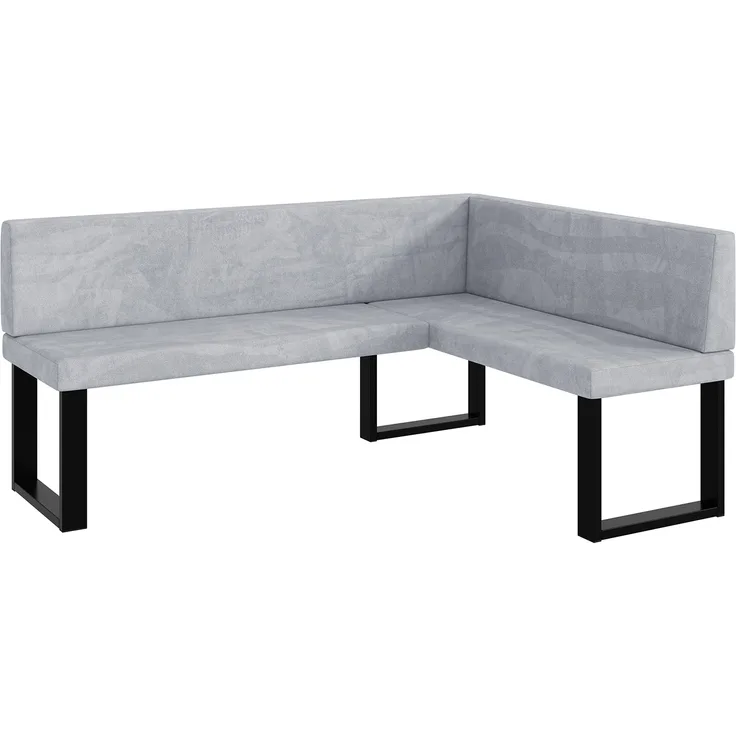 MEBLINI Eckbank für Esszimmer - Küchenbank - Essecke - Sitzecke Küche - TONI - U-Beine 128x168x87cm Rechts - Hellgrau Samt