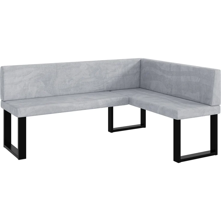 MEBLINI Eckbank für Esszimmer - Küchenbank - Essecke - Sitzecke Küche - TONI - U-Beine 128x168x87cm Rechts - Hellgrau Samt – Bild 1