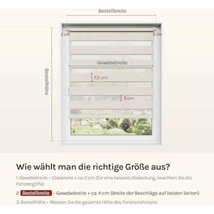WOLTU Doppelrollo Klemmfix ohne Bohren Holzlook Buche B75 x H150 cm, Duo Rollo Zebrarollo Fensterrollo Klemmrollo Seitenzugrollo Easyfix lichtdurchlässig & verdunkelnd Rollos für Fenster und Tür – Bild 7