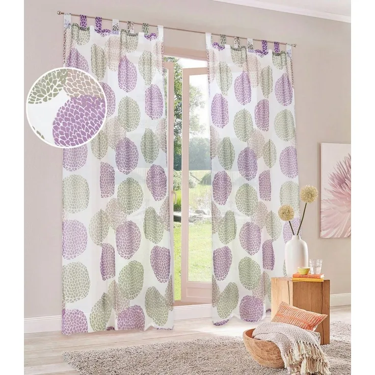 OTTO home Gardine Belem (1 St), Schlaufen, transparent, Voile, 1 oder 2 Schals, Vorhang, Fertiggardine, Kreise