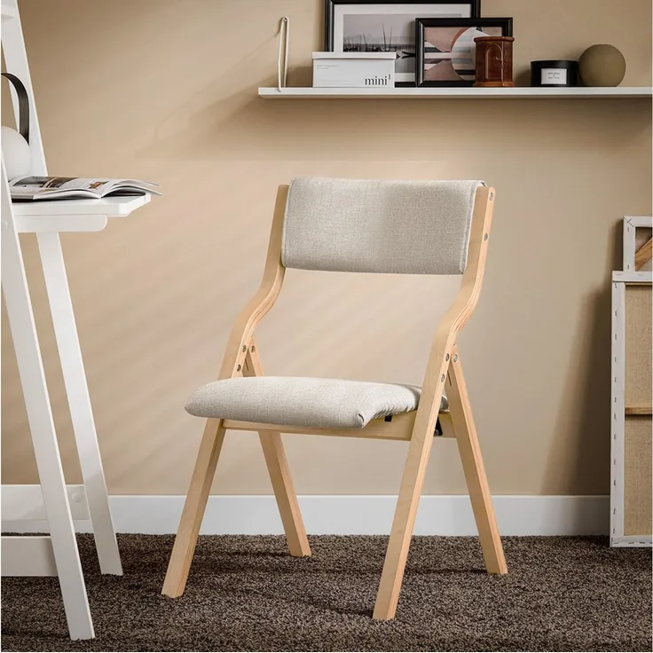 SoBuy Klappstuhl FST40, Küchenstuhl, Esszimmerstuhl, Holzstuhl, Faltbar, Küche, Büro, Küchenstuhl mit gepolsterter Sitzfläche und Lehne