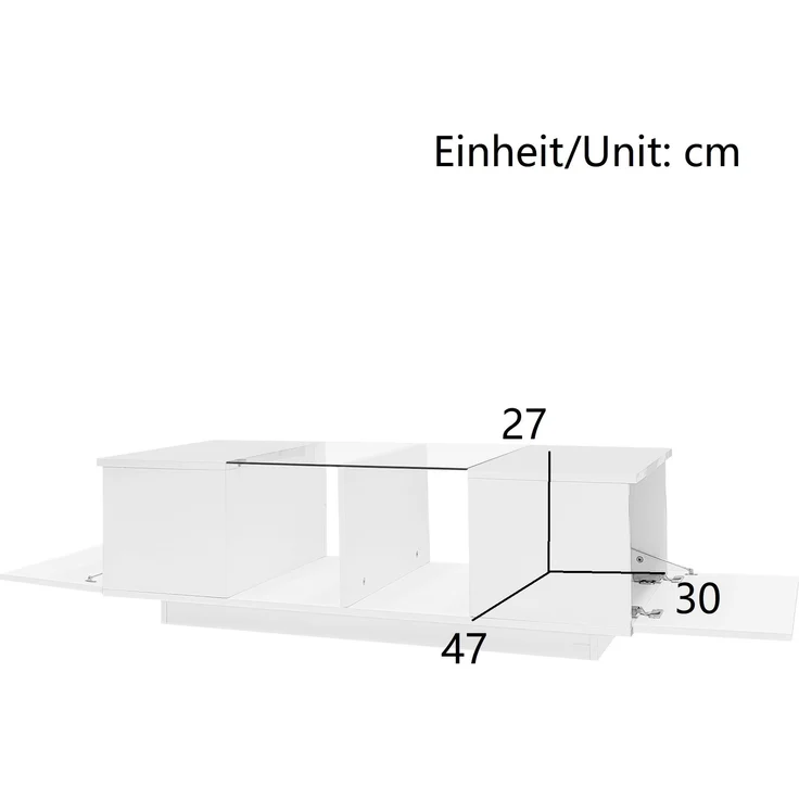 Couchtisch mit Glasplatte & LED-Lichtband, 120x50x38,5 cm, Schwarz – Bild 3
