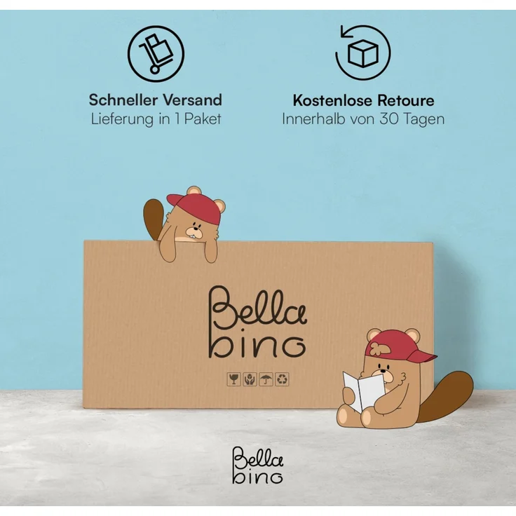 Bellabino 'Vere' Bodenbett 90x200 cm, natur, Massivholz Kiefer, Montessori Kinderbett mit Rausfallschutz und Lattenrost – Bild 10