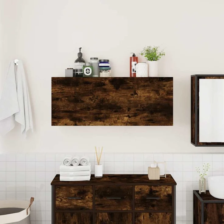 vidaXL Bad-Wandschrank Räuchereiche 100x25x40 cm Holzwerkstoff 860107 – Bild 3