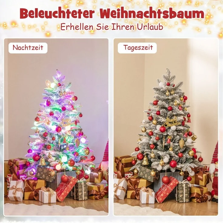 COSTWAY Künstlicher Weihnachtsbaum, 100cm, 80 mehrfarbige LEDs, 148 Spitzen – Bild 3