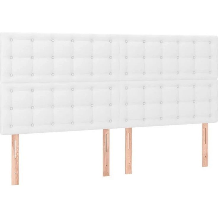 vidaXL Bett LED Kopfteil Weiß 200x5x118/128 cm Kunstleder (1-tlg) – Bild 1