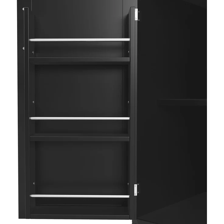 Seitenboard / Aufbewahrungsschrank / Küchenschrank / Buffetschrank, 120x40x188cm, mit LED-Beleuchtung, Snackregal & Getränkehaltern, 4 Türen & 2 große Schubladen, Grün/Schwarz/Weiß--Schwarz--120x40x188cm--YOUDENOVA – Bild 7