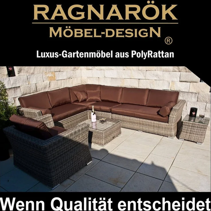 Ragnarök Möbel-Design Gartenlounge-Set Lounge Set Wotan, (Set, Ecksofa, Alu, Polyrattan), Ecksofa bestehend aus 4 einzelenen Elementen – Bild 2