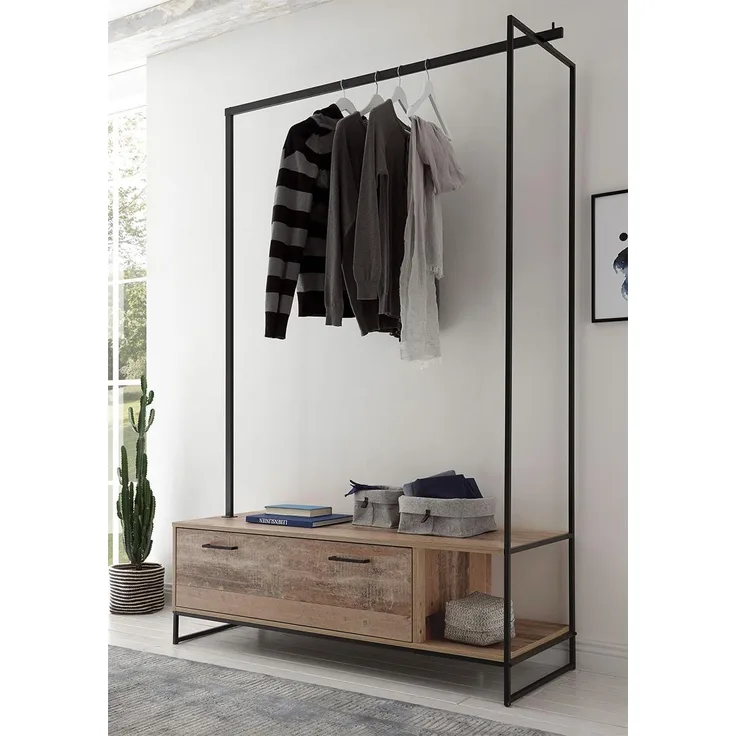 Kompaktgarderobe >Renfrew< in Old Style hell aus Metall - 137x186x50cm (BxHxT)