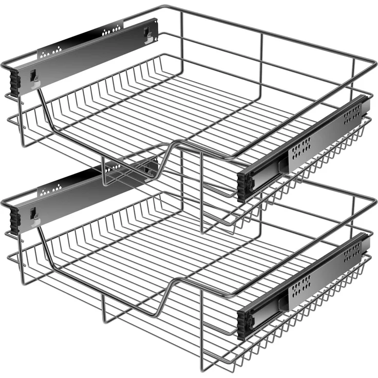 KESSER® Teleskopschublade 30-60cm Schrankbreite verchromt aus Edelstahl Schubladeneinsatz für Küchenschrank Korbauszug Schrankauszug 2x 60cm - Anthrazit