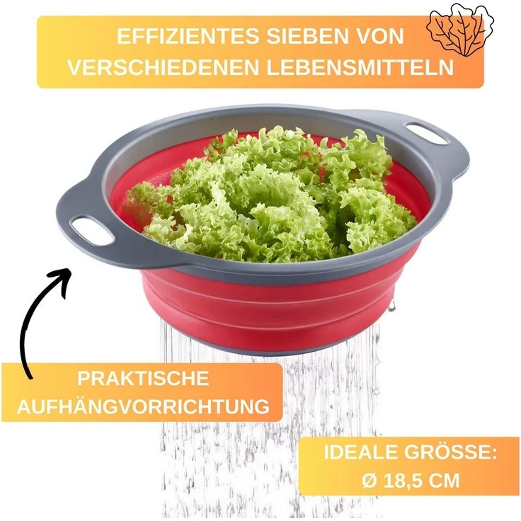 Thiru Seiher faltbar für platzsparende Aufbewahrung - ø innen 18,5 cm, (1-St), bpa-frei – Bild 3
